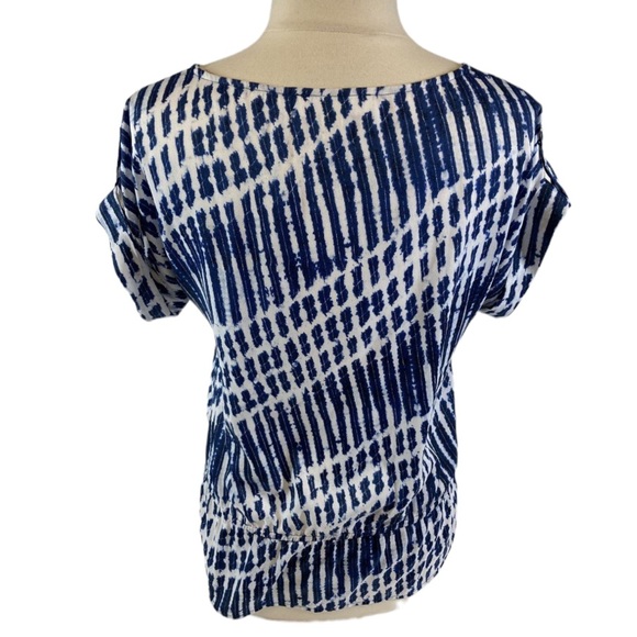 MICHAEL Michael Kors Blue White Tie Dye Style Print Polyester Blouse Sz M - Picture 2 of 11